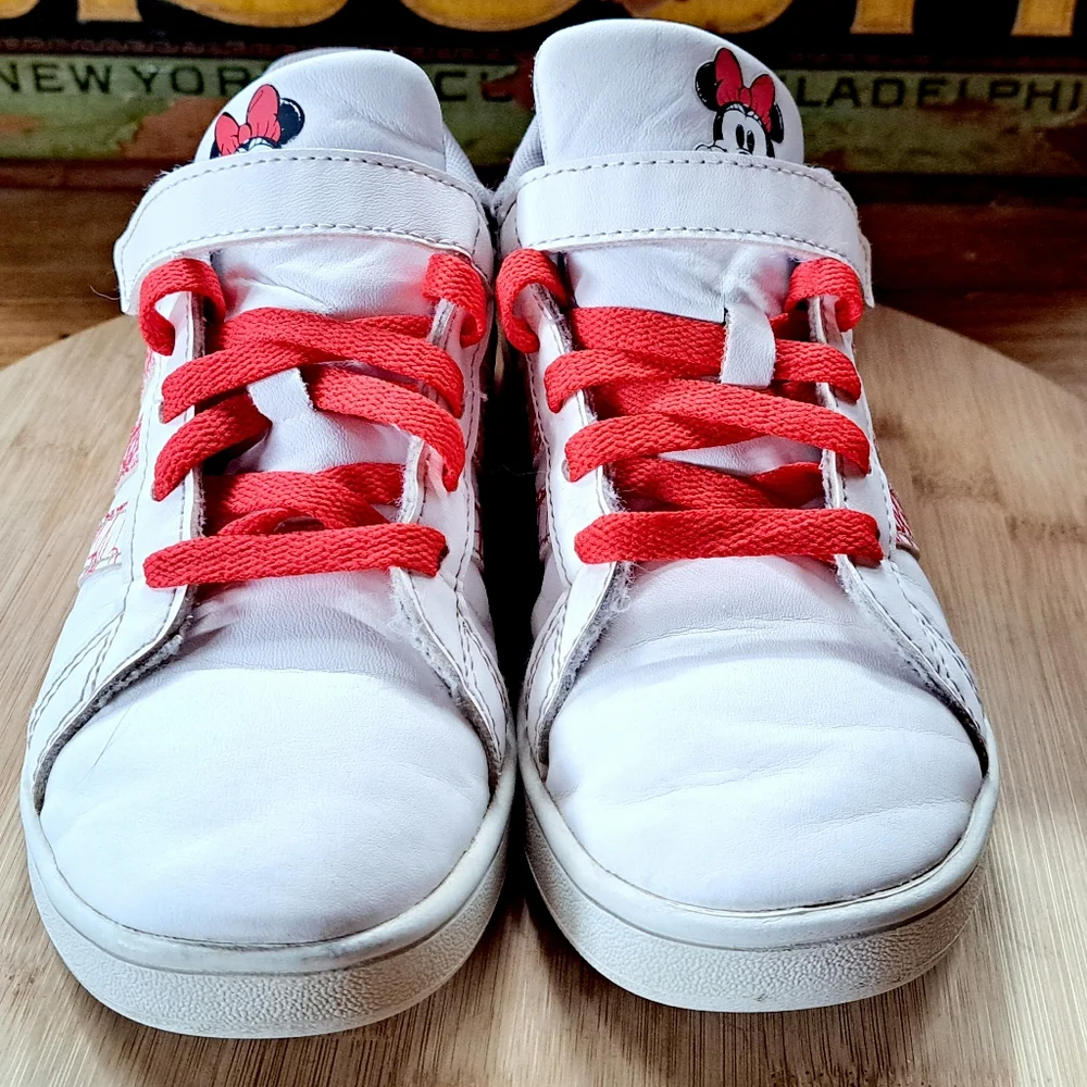 Adidas Disney Minnie Mouse Grand Court Shoes Kid's Size 2 White Red GZ3318